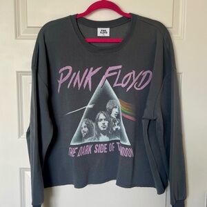 Pink Floyd Graphic Gray Cropped Sweatshirt